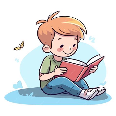 Kid Reading A Book Clipart
