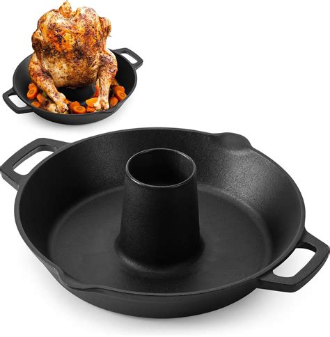 Onlyfire Universal Cast Iron Chicken Roaster, Pre-Seasoned Poultry ...