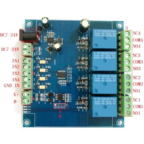 Modbus RTU 4 Way Relay Module 7-24V Relay Module | Ubuy India