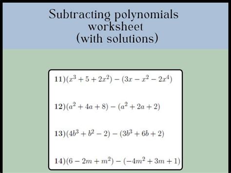 Image result for Subtracting Polynomials Worksheet