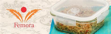 Buy Femora Borosilicate Glass Food Container with Air Vent Lid, Set of ...