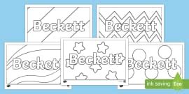 Beckett Name Simple Colouring Bookmarks (teacher made)