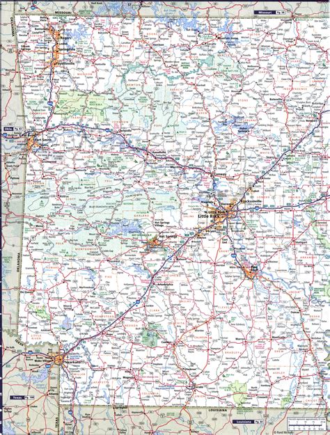 Maps of Arkansas state with roads and cities Fort Smith, Little Rock ...