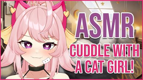 [ASMR] Cuddle with a catgirl! Meowing, purring, close breathing, and ...