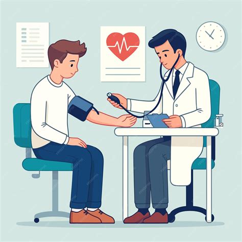Premium Vector | Illustration of a person having their blood pressure checked by a doctor