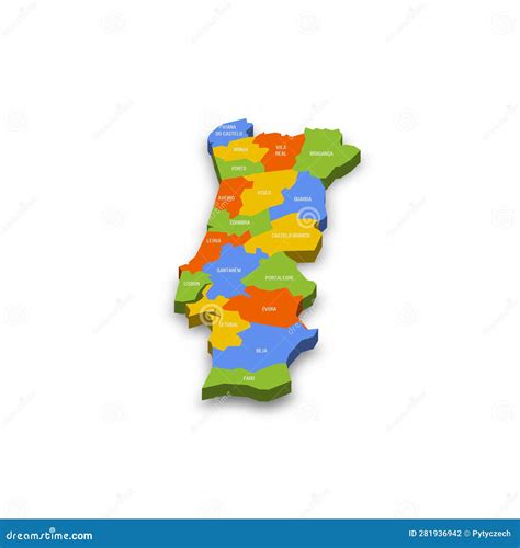 Portugal Political Map of Administrative Divisions Stock Vector ...