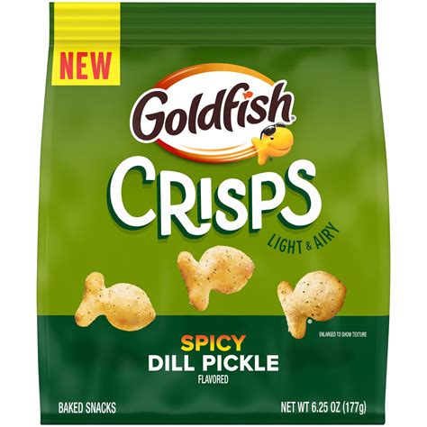 Goldfish Crisps Spicy Dill Pickle Flavored Baked Chip Crackers, 6.25 oz ...