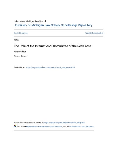The Role of the ICRC in International Humanitarian Law (2015) - Studocu