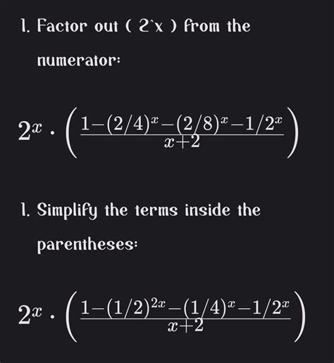 Lim x --> ♾️ (2^x - 4^x - 8^x - 1)/(x+2)Solve this without l hopitals ...