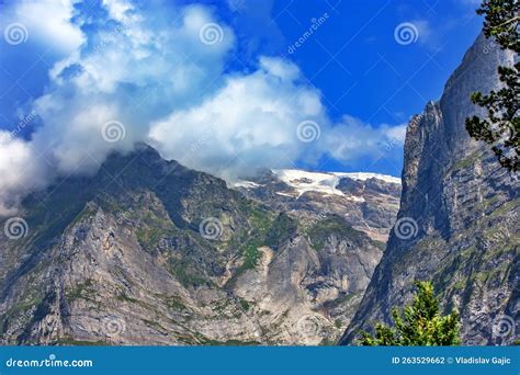 View of the High Mountain Peak in Switzerland Stock Photo - Image of ...