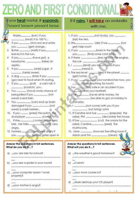 Image result for Zero or First Conditional Worksheet