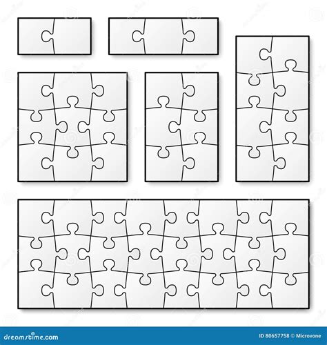 Vector Blank Puzzle Pieces for Jigsaw Game Stock Vector - Illustration ...