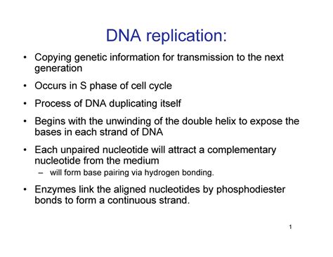 Dna 11-1 replication - Lecture notes 1-11 - DNA replication: Copying ...