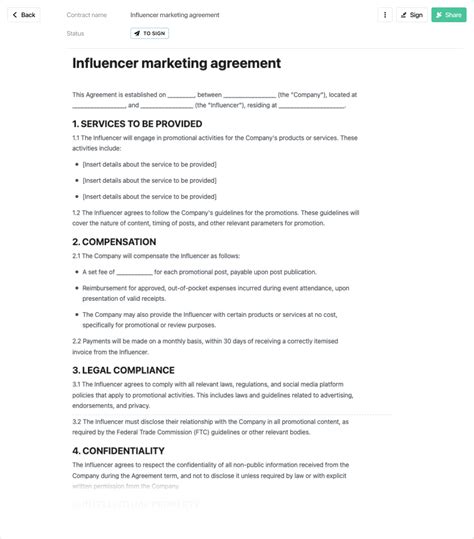 Influencer agreement template - free to use