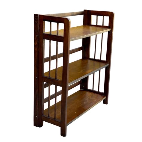 Vintage Traditional Mission Style Folding Etagere Bookshelf Stand ...