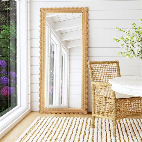 Birch Lane™ Lacie Scalloped Rattan Floor Mirror & Reviews | Birch Lane