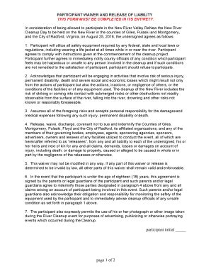 Fillable Online Participant: ACKNOWLEDGEMENT OF RISK AND WAIVER OF ...