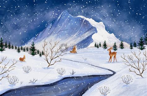 新的一年冬季风景插画图片下载-正版图片400086120-摄图网