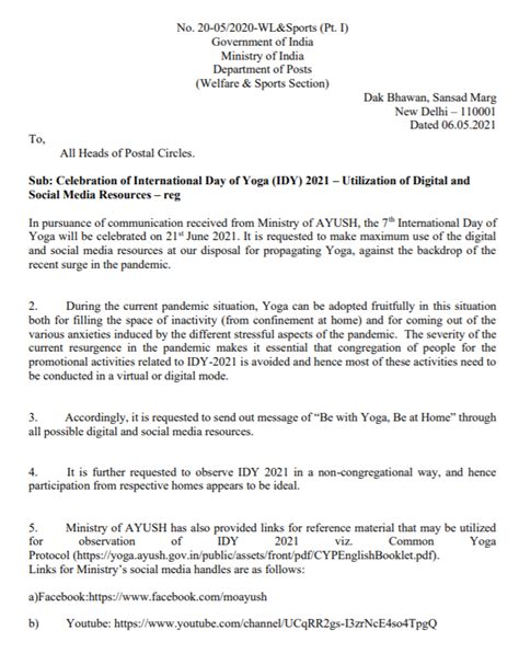 Celebration of International Day of Yoga (IDY) 2021 – Utilization of ...