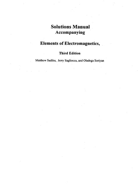 SOLUTION: Elements of electromagnetics matthew sadiku 3rd edition ...