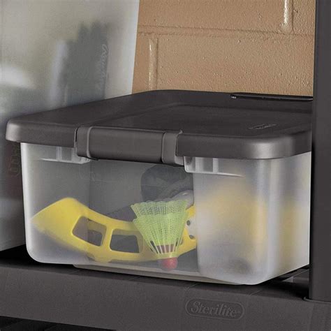 Buy Sterilite 25 Quart Shelf Tote with Flat Gray Lid and Platinum ...