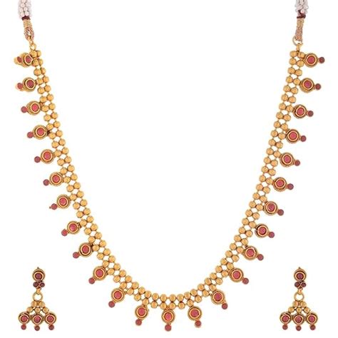 Buy 1 Gram Gold Plated South Indian Traditional Necklce Set at Amazon.in
