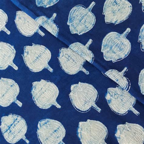 Pure Cotton Special Akola Indigo With Budding Flower Hand Block Print ...