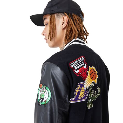 New Era - New Era NBA All Over Badge Varsity Jacket 'Black' - NBA