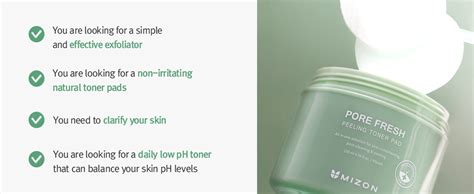 MIZON Pore Fresh Peeling Toner Pad, For Sensitive Skin, AHA, BHA, PHA ...