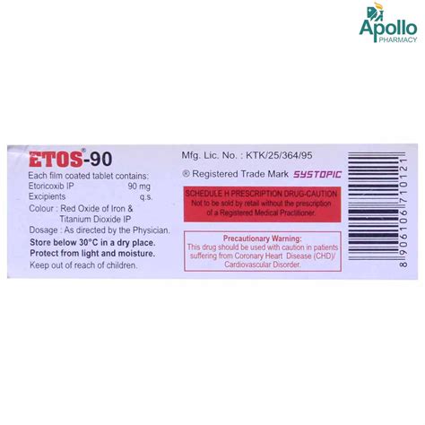 Etos-90 Tablet 10's Price, Uses, Side Effects, Composition - Apollo ...