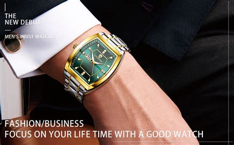 Buy BINBOND Black Square Watches for Men Luxury Business Dress Diamond ...