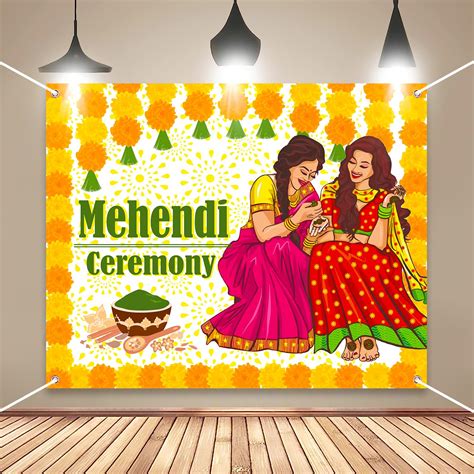 Party Propz Mehendi Backdrop Decoration Cloth - 1Pc(4x5ft) Mehendi ...
