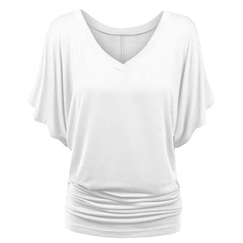 CZHJS Women's V-Neck T-Shirt, Short Sleeve, Loose Fit, Elegant ...