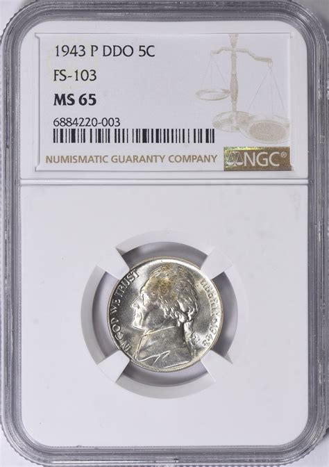 1943-P Jefferson Nickel Doubled Die Obverse FS-103 NGC MS-65 (Item ...