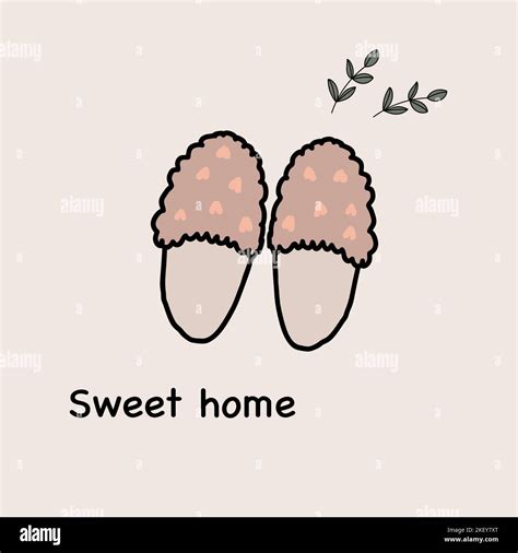 cute picture with house slippers, sweet home Stock Vector Image & Art ...