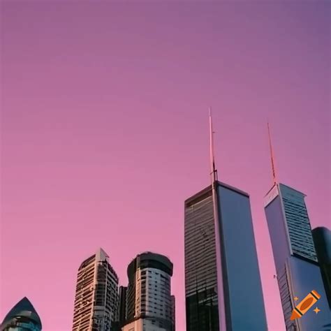Pastel pink sunset sky over brisbane city