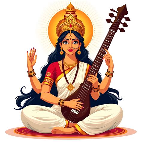 Indian Goddess Saraswati Mata Goddess of Music Art and Mind | Premium ...