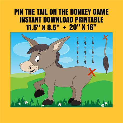 Pin The Tail On The Donkey Printable Free
