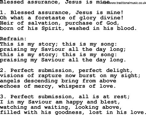 Presbyterian Hymn: Blessed Assurance, Jesus Is Mine - lyrics, and PDF