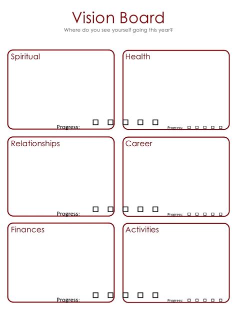 Printable Vision Board Template Images – Free download and print for you.