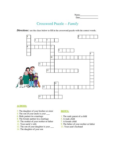 4 Beginning Crossword Puzzle - Family - englishforeveryone Name ...