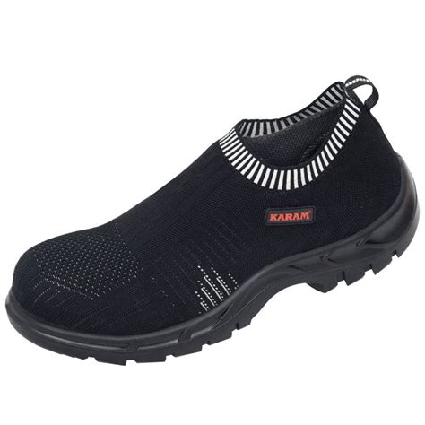 KARAM Flytex FS208: Black & White Safety Shoes