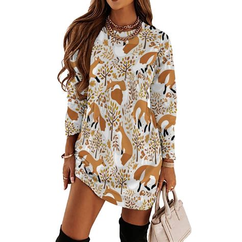 Fall Dresses for Women 2024, Autumn Fox with Brown Plants Womens Fall ...