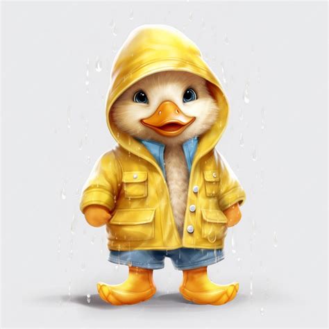 Premium Photo | A duck wearing a yellow raincoat and a jacket that says ...