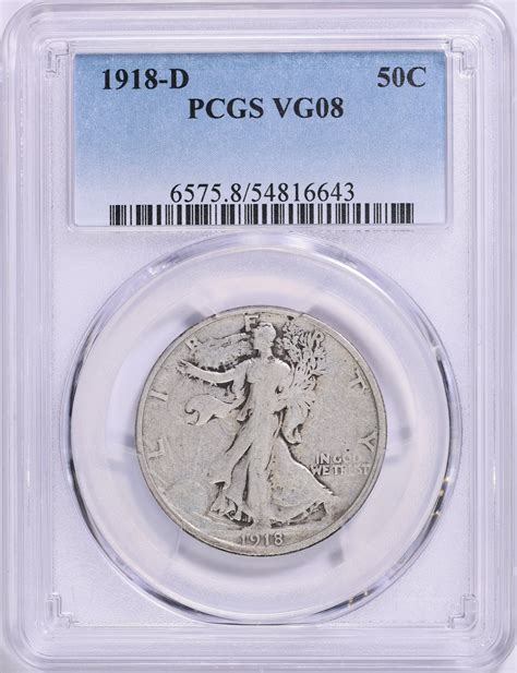 1918-D Walking Liberty Half Dollar PCGS VG-08 (Item 1798503 ...