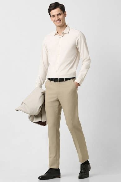 Buy Men Beige Textured Trousers Online - 39903909 | Peter England