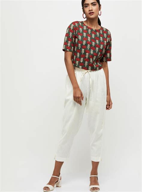 Buy Women Solid Drawstring Waist Straight Pants Online at just Rs. 499. ...