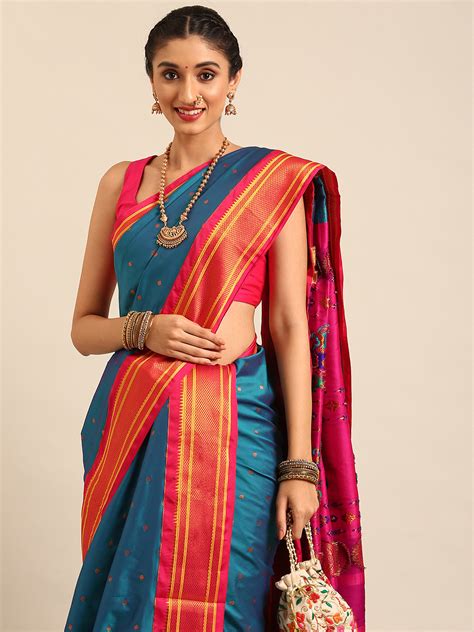 Swamini Rama & Pink Soft Silk Maharani Nauvari Paithani Saree – Varkala ...