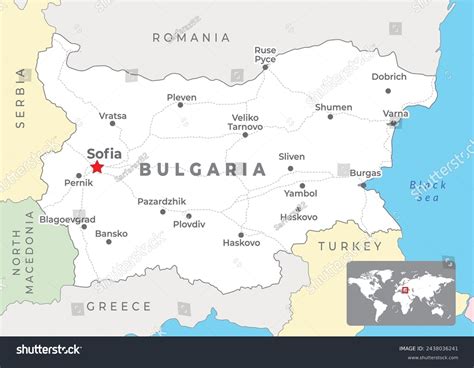 Bulgaria Political Map Capital Sofia Most Stock Vector (Royalty Free ...