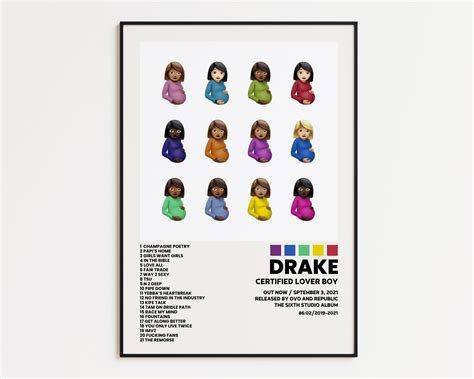 Drake Cover Poster, Certified Lover Boy Album Wall Print, Tracklist ...